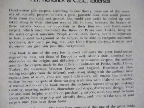 HAND-WOVEN CARPETS - ORIENTAL & EUROPEAN - A.F. KENDRICK & C.E.C. TOTTERSALL