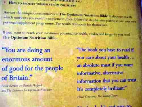 THE OPTIMUM NUTRITION BIBLE  - PATRICK HOLFORD ( HARDCOVER )