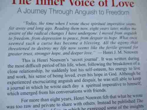 THE INNER VOICE OF LOVE - A JOURNEY THROUGH ANGUISH TO FREEDOM - HENRI J M NOUWEN