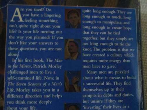 THE SEVEN SEASONS OF A MAN`S LIFE - EXAMINING THE UNIQUE CHALLENGES MEN FACE - PATRICK M MORLEY