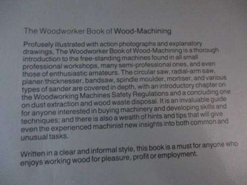 WOODWORKER BOOK WOOD-MACHINING