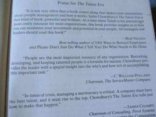 THE TALENT ERA - ACHIEVING A HIGH RETURN ON TALENT - SUBIR CHOWDHURY