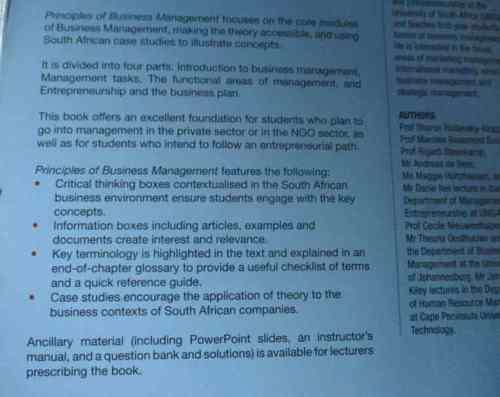 PRINCIPLES OF BUSINESS MANAGEMENT - EDITED BY JOHAN STRYDOM - OXFORD UNIVERSITY PRESS