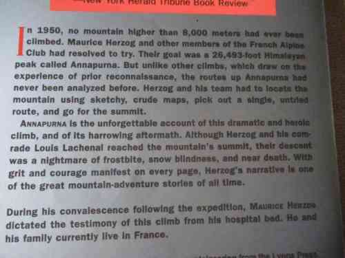 ANNAPURNA - THE EPIC ACCOUNT OF A HIMALAYN CONQUEST AND IT`S HARROWING AFTERMATH - MAURICE HERZOG