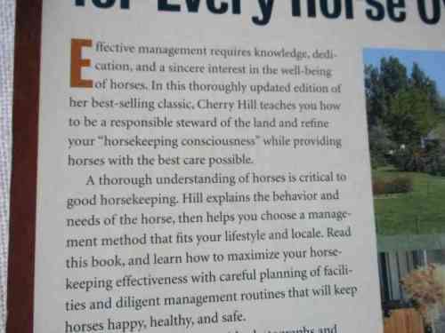 HORSEKEEPING ON A SMALL ACREAGE - DESIGNING AND MANAGING YOUR EQUINE FACILITIES - CHERRY HILL