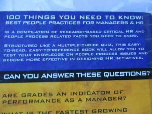 100 THINGS YOU  NEED TO KNOW: BEST PEOPLE PRACTICES FOR MANAGERS & HR - ROBERT W EICHINGER