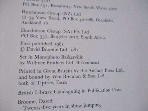 DAVID BROOME, TWENTY-FIVE YEARS IN SHOW  JUMPING - BRIAN GILES
