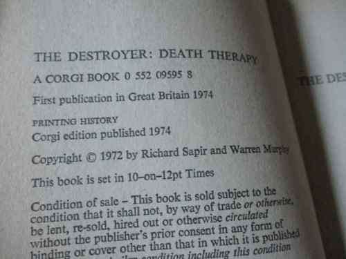 DEATH THERAPY - THE DESTROYER - RICHARD SAPIR AND WARREN MURPHY