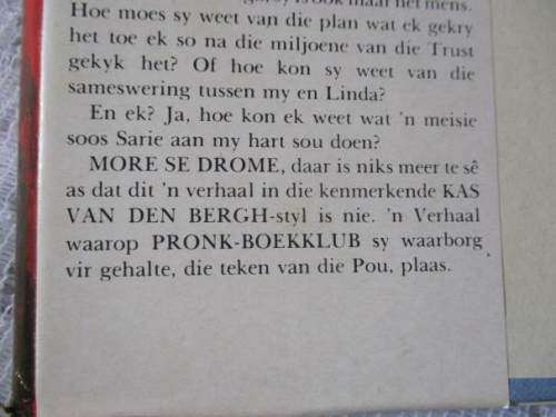MORE SE DROME - KAN VAN DEN BERGH  ( avontuur / roman pronk boekklub )