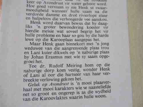 GELUK OP AVONDRUST - THANA JOUBERT ( ROMAN / KAROO )