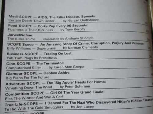 SCOPE MAGAZINE 22 FEBRUARY 1985 ( AIDS, BILLY WILLIAMS, APPLE MACINTOSH, SCOPE GIRL OF THE YEAR )