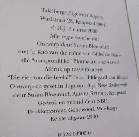 DIE BURG VAN HERTOG BLOUBAARD - H.J. PIETERSE