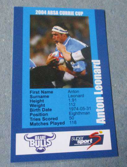 ANTON LEONARD  - BLUE BULLS - 2004 CURRIE CUP - SUPERSPORT COLLECTIBLE CARD