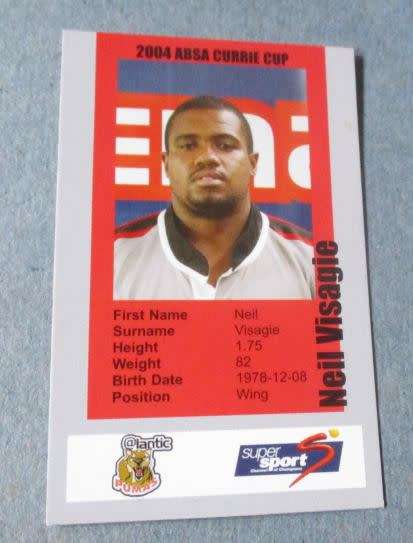 NEIL VISAGIE - PUMAS RUGBY - 2004 CURRIE CUP - SUPER SPORT COLLECTORS CARD