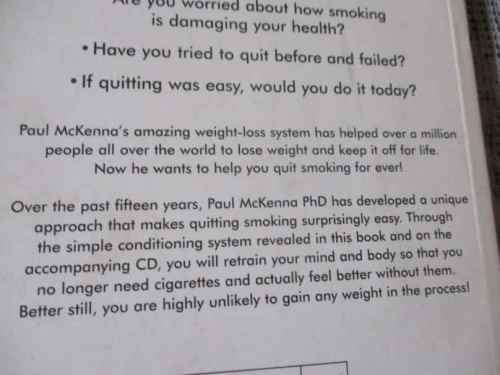 QUIT SMOKING TODAY - WITHOUT GAINING WEIGHT - PAUL McKENNA  ( NO HYPNOSIS CD )