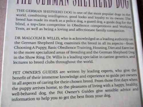 THE GERMAN SHEPHERD DOG - PET OWNER`S GUIDE TO - Dr MALCOLM B WILLIS