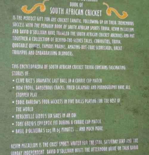 THE EXTRAORDINARY BOOK OF SOUTH AFRICAN CRICKET - KEVIN McCALLUM & DAVID O`SULLIVAN