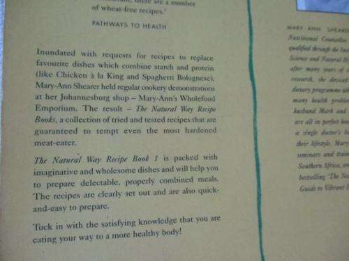 THE NATURAL WAY RECIPE BOOK 1 - MARY-ANN SHEARER