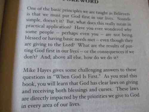 WHEN GOD IS FIRST - ENJOYING THE BENEFITS OF THE LAW OF FRIST THINGS - MIKE HAYES