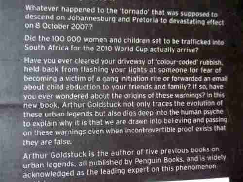 THE BURGLAR IN THE BIN BAG - URBAN LEGENDS, HOAXES AND MASS HYSTERIA - ARTHUR GOLDSTUCK