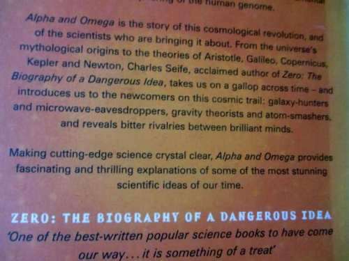 ALPHA AND OMEGA - THE SEARCH FOR THE BEGINNING AND THE END OF THE UNIVERSE - CHARLES SEIFE