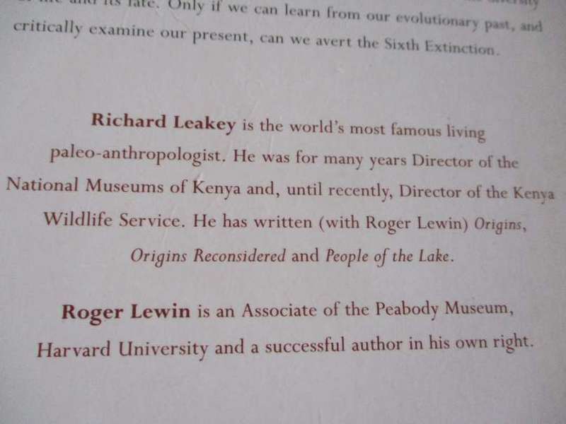 THE SIXTH EXTINCTION - BIODIVERSITY AND IT`S SURVIVAL - RICHARD LEAKEY AND ROGER LEWIN