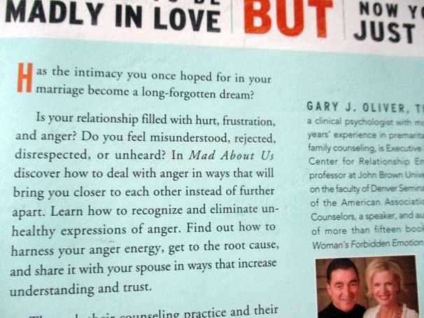 MAD ABOUT US - MOVING FROM ANGER TO INTIMACY WITH YOUR SPOUSE - GARY J OLIVER Ph.D.