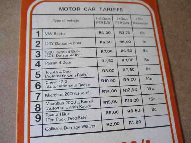 OLD TRANSRENT TRUCK AND CAR HIRE ( 52 SMITH STREET DURBAN ) - BROCHURE