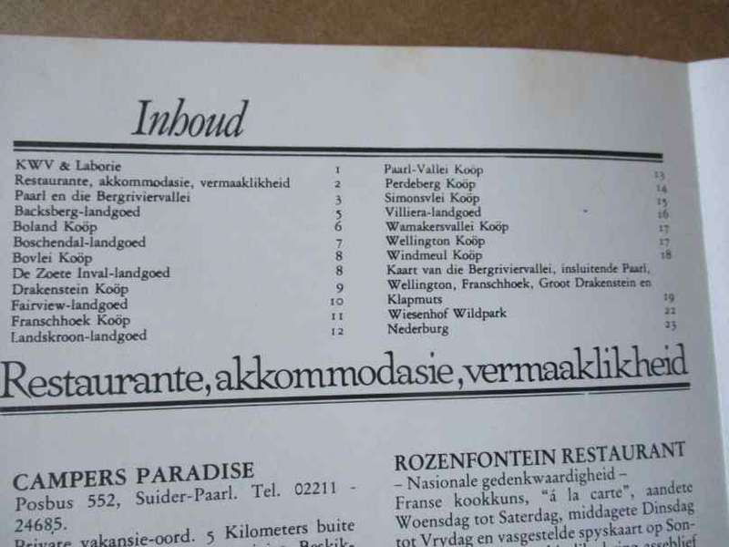 KAART EN GIDS TOT DIE PAARLSE WYNWEG