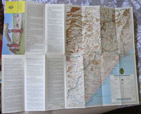 THE WILD COAST AND IT`S HINTERLAND - AA MAP ( 1963 ? )