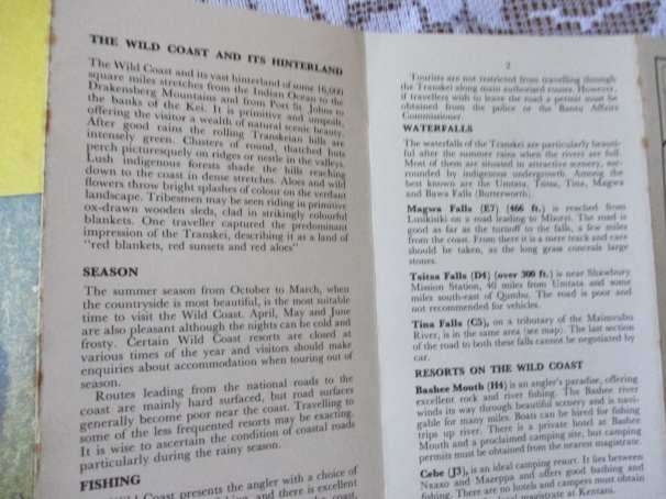 THE WILD COAST AND IT`S HINTERLAND - AA MAP ( 1963 ? )