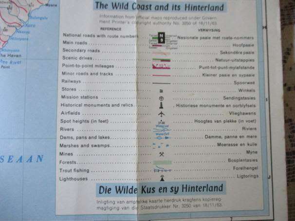 THE WILD COAST AND IT`S HINTERLAND - AA MAP ( 1963 ? )