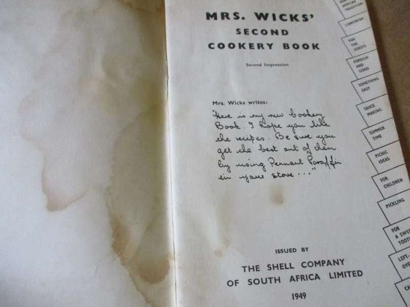 MRS WICK`S SECOND COOKERY BOOK - SHELL COMPANY / PENNANT PARAFFIN