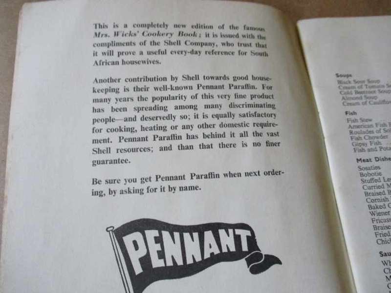 MRS WICK`S SECOND COOKERY BOOK - SHELL COMPANY / PENNANT PARAFFIN