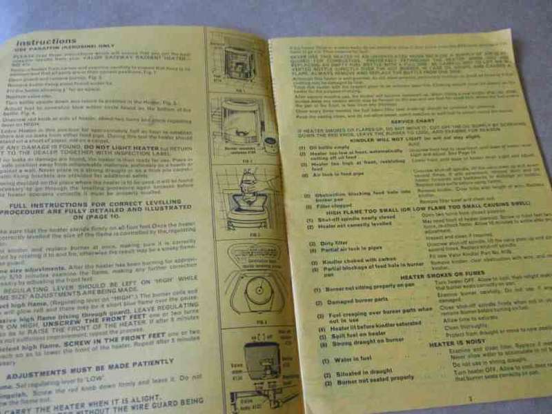 VINTAGE VALOR 410 SAFEWAY RADIANT HEATER - INSTRUCTIONS BOOKLET