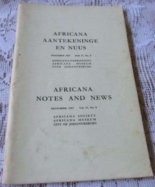 AFRICANA NOTES AND NEWS / AFRICANA AANTEKENINGE EN NUUS DECEMBER 1967