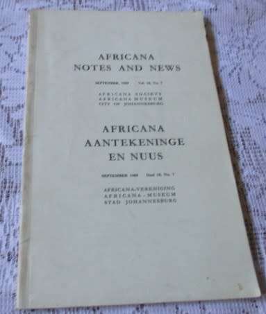 AFRICANA NOTES AND NEWS / AFRICANA AANTEKENINGE EN NUUS SEPTEMBER 1969