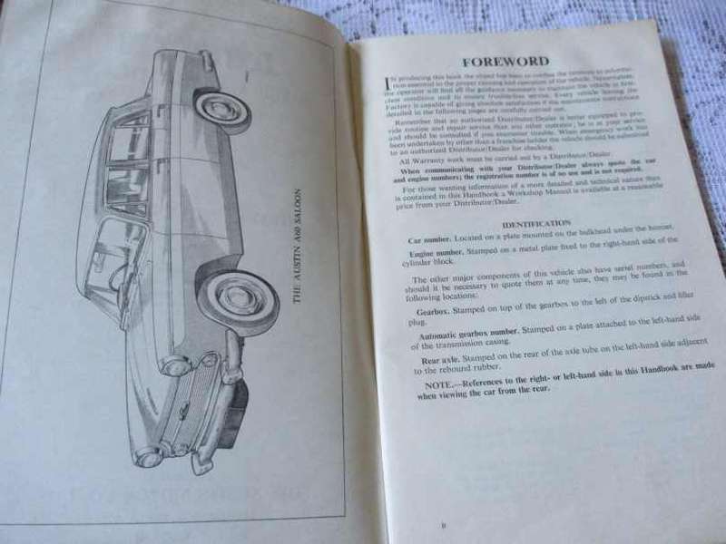 AUSTIN A60 CAMBRIDGE DRIVER`S HANDBOOK