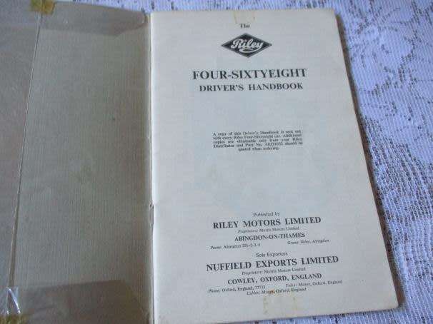 THE RILEY FOUR-SIXTYEIGHT DRIVER`S HANDBOOK