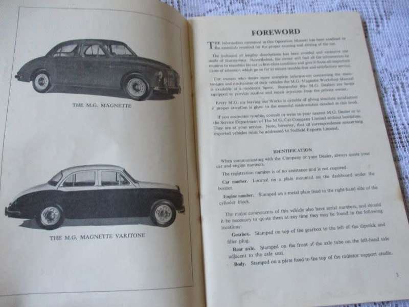 THE MG MAGNETTE OPERATION MANUAL & REPAIR AND ADJUSTMENT TIME SCHEDULE