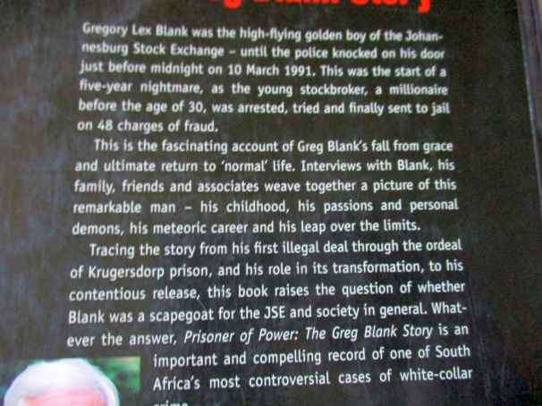 PRISONER OF POWER - THE GREG BLANK STORY BY REX GIBSON