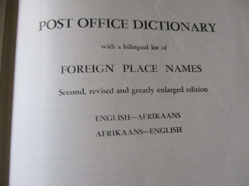 POST OFFICE DICTIONARY / POSKANTOORWOORDEBOEK 1960`s