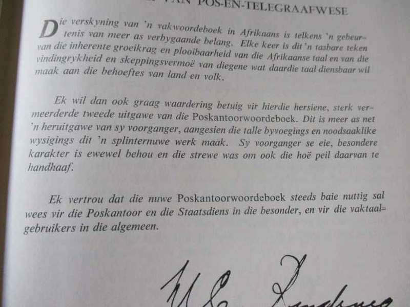 POST OFFICE DICTIONARY / POSKANTOORWOORDEBOEK 1960`s