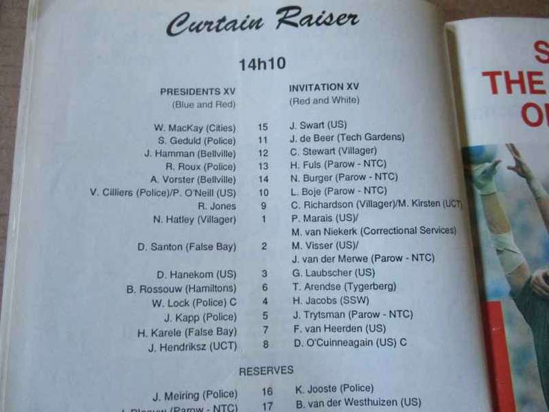 WP vs N. OFS 30 APRIL 1994 - RUGBY PROGRAMME