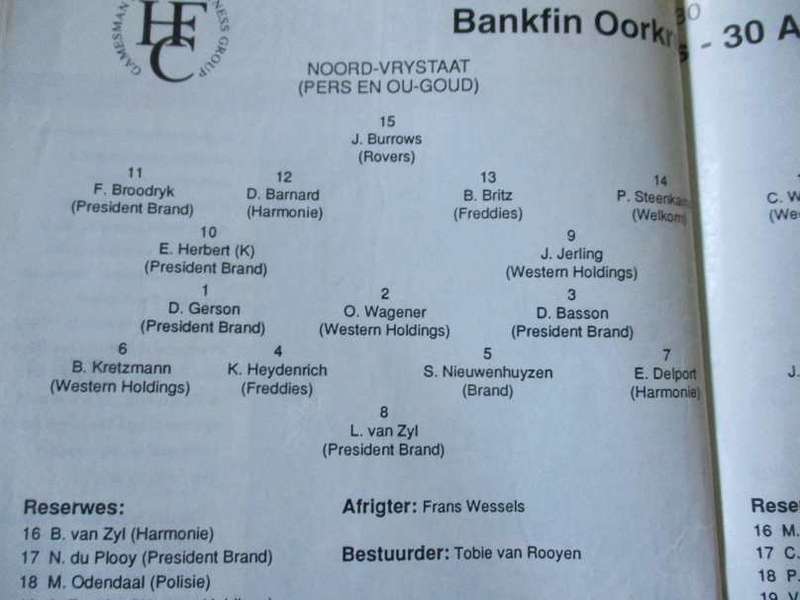 WP vs N. OFS 30 APRIL 1994 - RUGBY PROGRAMME
