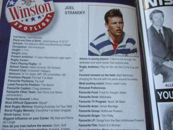 WP vs N. OFS 30 APRIL 1994 - RUGBY PROGRAMME
