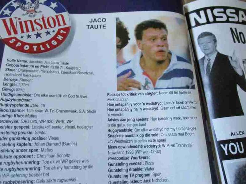 WP vs TVL 16 JULY 1994  - RUGBY PROGRAMME