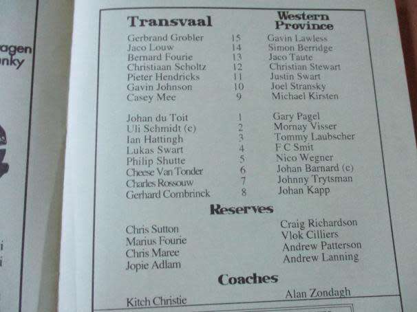 WP vs TVL 16 JULY 1994  - RUGBY PROGRAMME