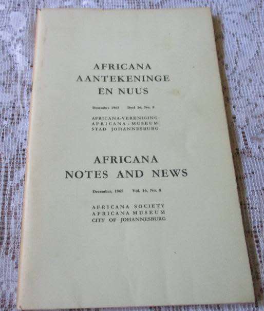 AFRICANA AANTEKENINGE EN NUUS / AFRICANA NOTES AND NEWS DECEMBER 1965