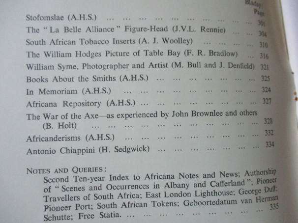 AFRICANA AANTEKENINGE EN NUUS / AFRICANA NOTES AND NEWS DECEMBER 1965